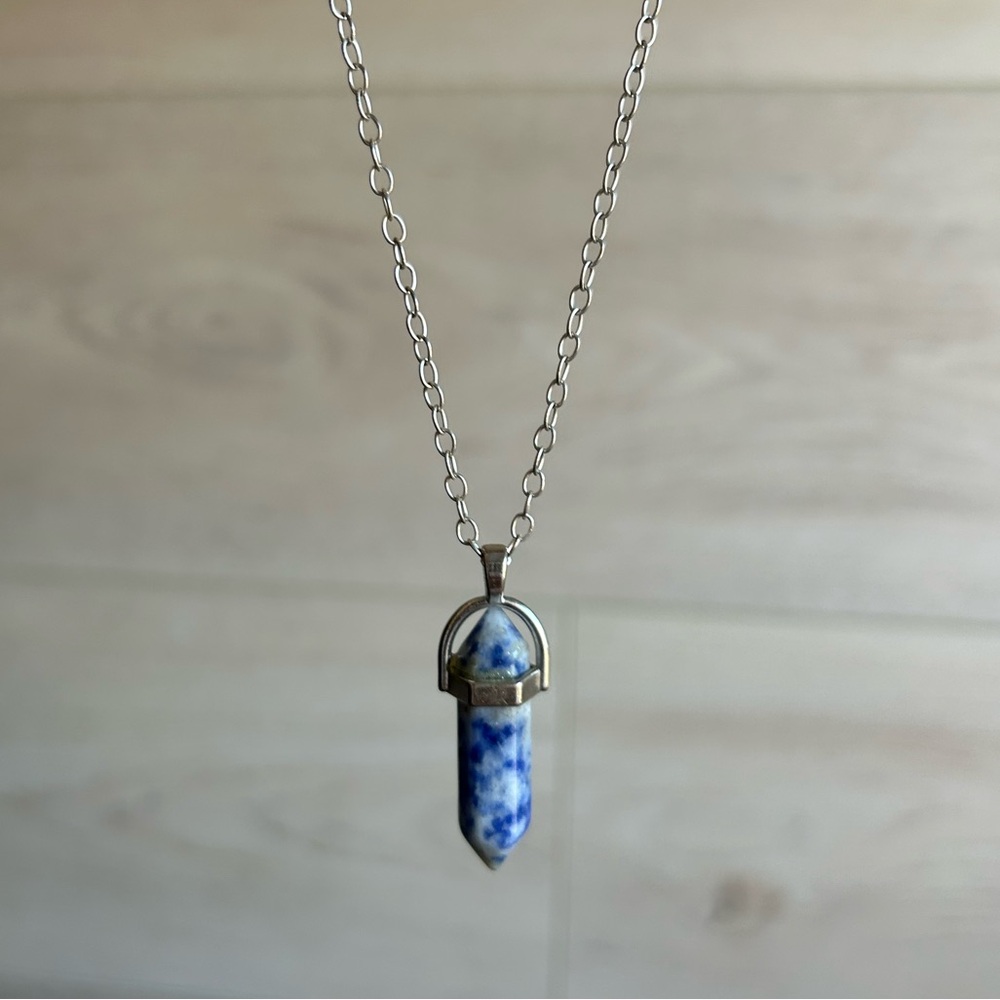 Sodalite Silver Tone Chain Necklace